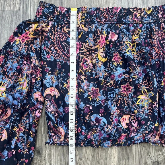 Free People Free Spirit Off The Shoulder Top Size Small Floral Bell Sleeve - Picture 5 of 7